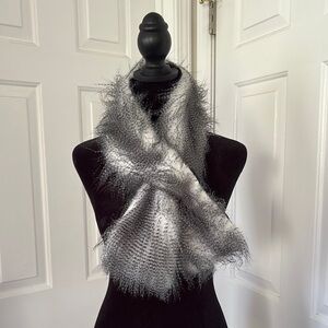 Caron Miller Black and White Faux Fur Wrap Scarf